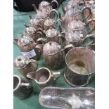 5 silver plated teapots, 12 silver plated jugs & a qty of flatware. Estimate £20-40