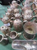 5 silver plated teapots, 12 silver plated jugs & a qty of flatware. Estimate £20-40