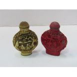 2 Chinese carved snuff bottles. Estimate £50-60