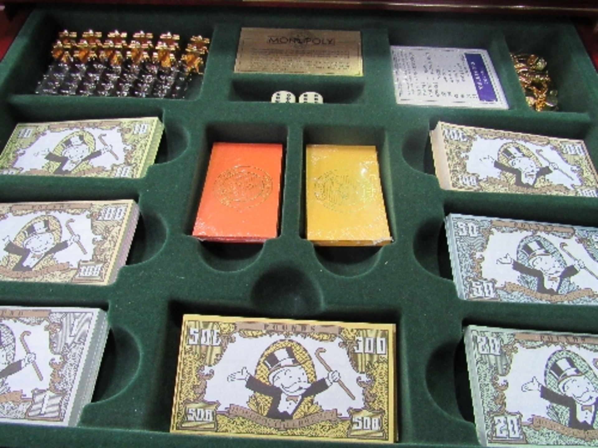 Franklin Mint traditional Monopoly board game in presentation set with glass cover (some cards still - Image 3 of 3