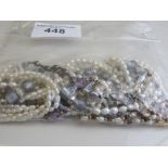 5 freshwater pearl necklaces. Estimate £20-30