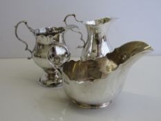 3 small silver milk/cream jugs: Chester 1902, weight 3oz, height 9.5cms; London 1891, weight 3.