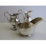 3 small silver milk/cream jugs: Chester 1902, weight 3oz, height 9.5cms; London 1891, weight 3.