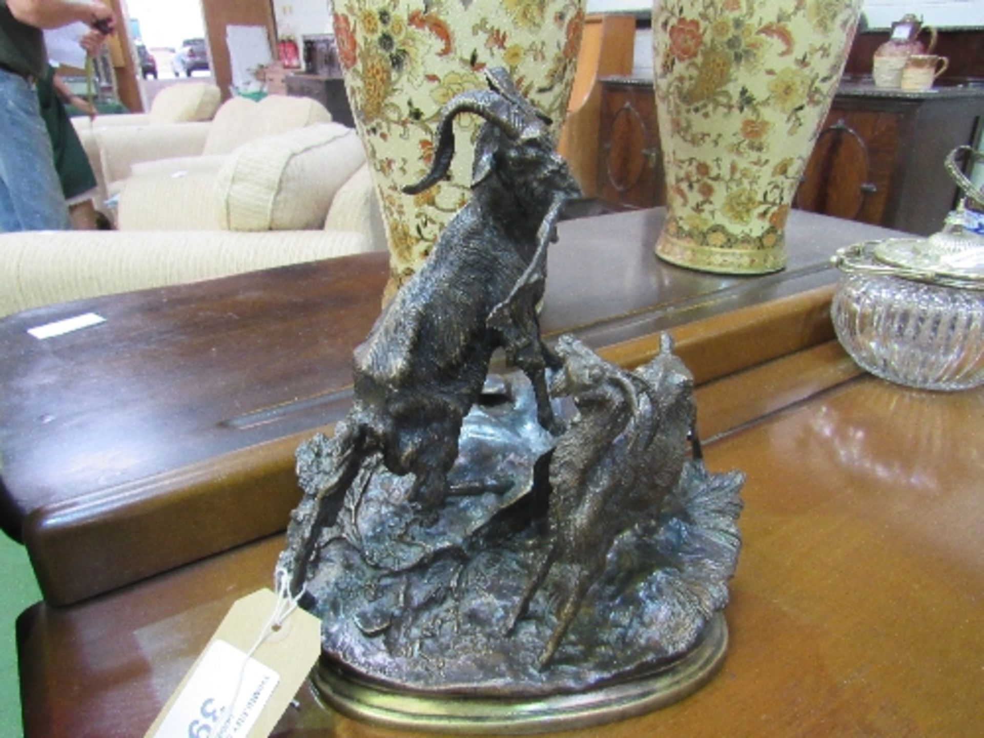 French 19th century bronzed figurine of mountain goats on a rocky outcrop, signed on base, Jules - Image 3 of 3