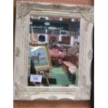 Pair of cream painted frame bevel edged wall mirrors, 38cms x 29cms without frame. Estimate £20-40
