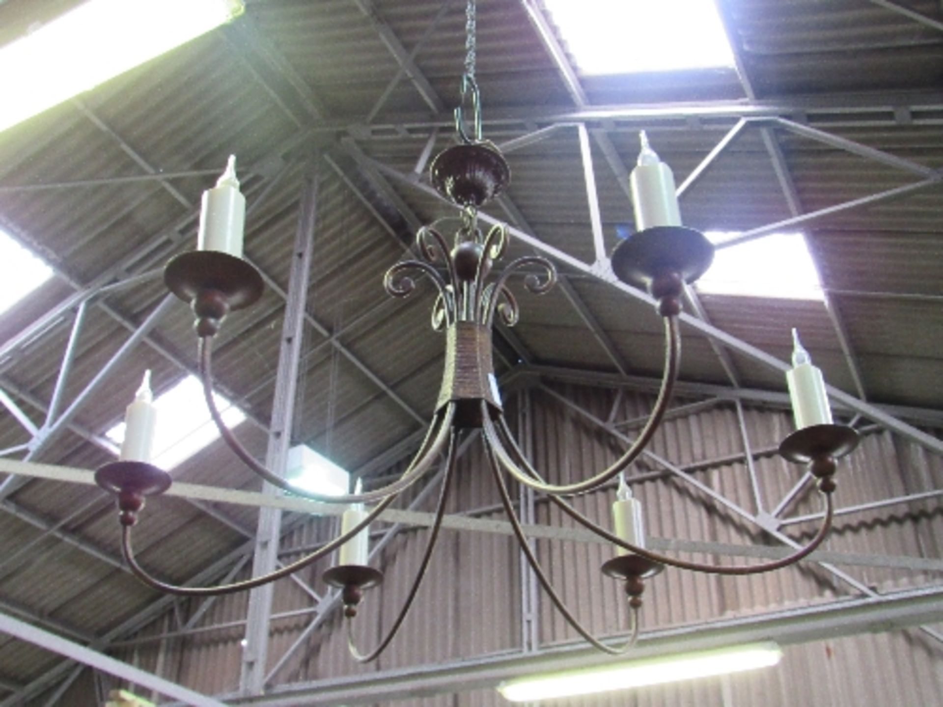 2x 6 branch bronze-effect chandeliers with candle effect bulbs & spare bulbs - Image 4 of 4