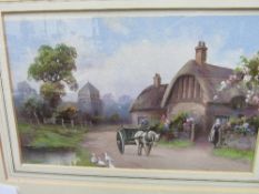 Framed & glazed watercolour of village scene, signed R Cooper (Reginald). Estimate £50-60