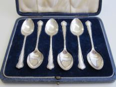 Cased set of 6 silver teaspoons, London 1943, weight 2oz. Estimate £20-30