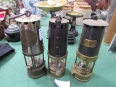 3 safety lamps: Richard Johnson, Clapton & Morris safety lamp; David of Derby; The Protector