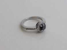Platinum & black diamond ring, size J 1/2, weight 4.6gms. Estimate £250-300