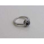 Platinum & black diamond ring, size J 1/2, weight 4.6gms. Estimate £250-300