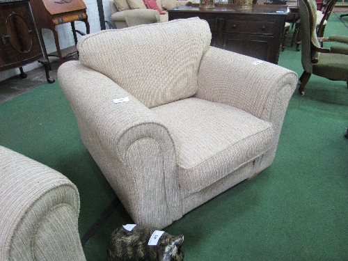 Beige upholstered 2 seat sofa together with 2 matching armchairs. Estimate £40-60 - Image 2 of 4