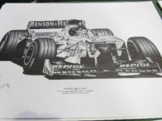 Alan Stammers racing drivers prints: 2 Christian Fittipaldi, 1993; 2 Damon Hill, 1996; 3 David