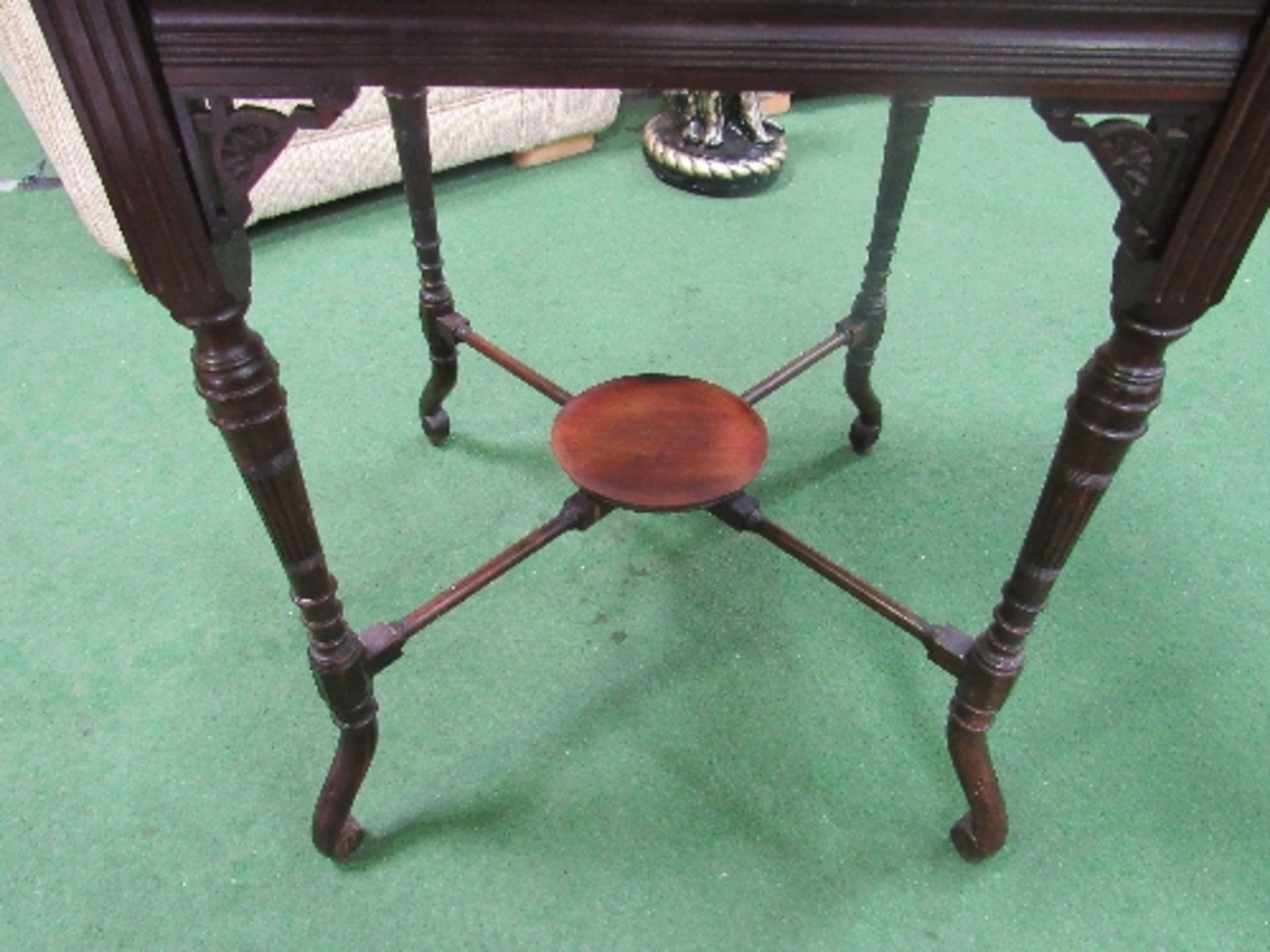 Late Victorian mahogany envelope card table, 76cms x 76cms (open) x 71cms. Estimate £60-90 - Image 5 of 6