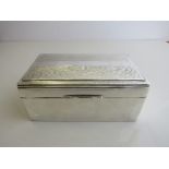 Silver cigarette box, Birmingham 1913, 14 x 8.5 x 6. Estimate £50-70