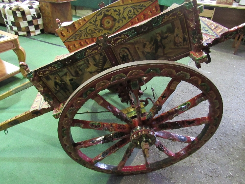 Italian donkey cart. A very decorative continental cart painted with a base colour of dark red and - Image 5 of 5