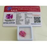 Natural cushion cut loose pink sapphire, 10.25ct with certificate. Estimate £50-70