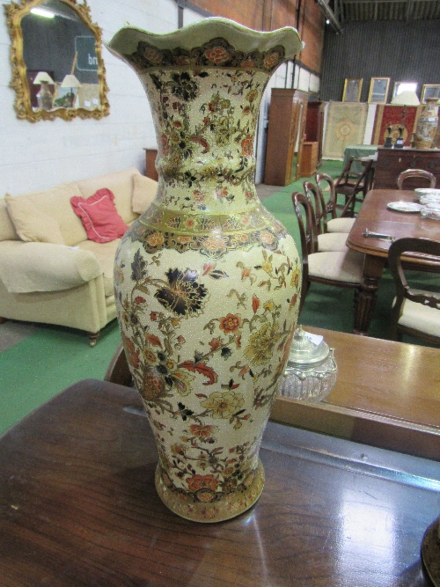 Pair of large Chinese Satsuma vases, marks to base, height 59cms. Estimate £50-80 - Image 2 of 3