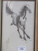 3 framed & glazed Chinese horse prints