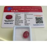 Natural oval cut loose ruby, 6.9ct with certificate. Estimate £50-70