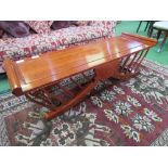 Mahogany large spindle sided coffee table, 150cms x 50cms x 45cms. Estimate £20-30