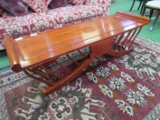 Mahogany large spindle sided coffee table, 150cms x 50cms x 45cms. Estimate £20-30