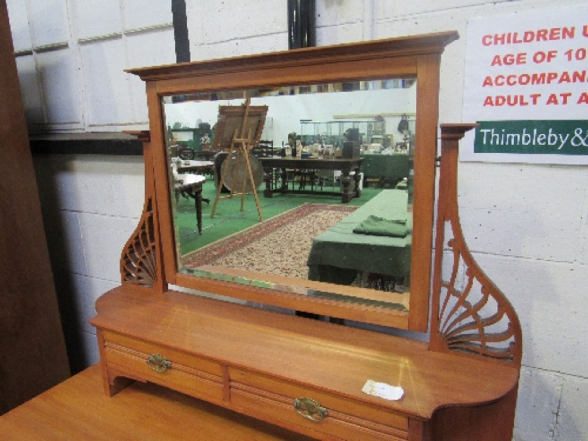 Art Deco style dressing chest with mirror over 2 drawers & 3 drawers to chest, 100cms x 54cms x - Image 3 of 4