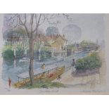 3 framed & glazed limited edition prints by Angela Fielder of Thames scenes