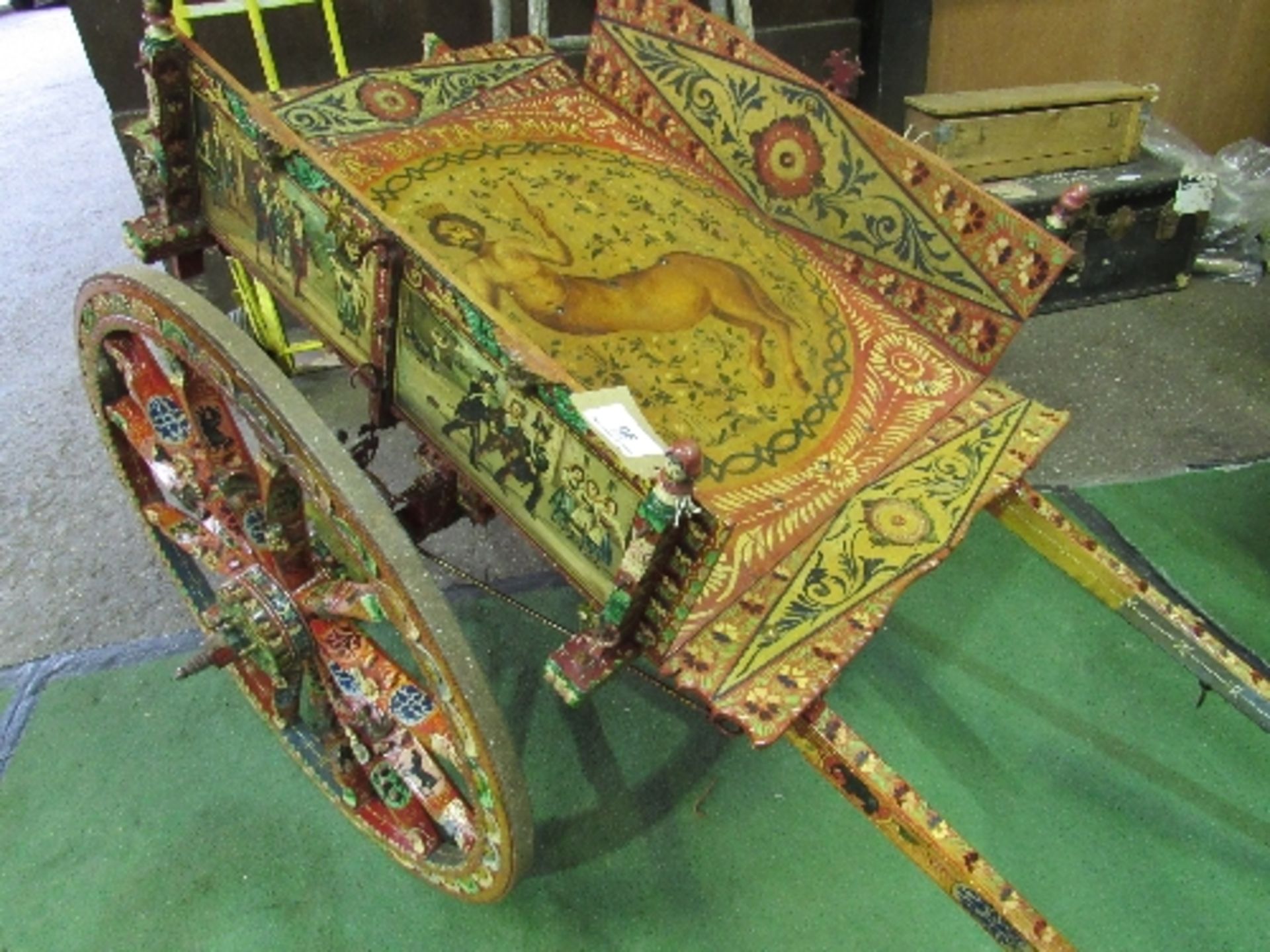 Italian donkey cart. A very decorative continental cart painted with a base colour of dark red and - Image 2 of 5