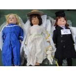 4 dolls: 1953 Italian doll; Armaud Marseille doll, no. 1370; Armand Marseille doll & a China baby