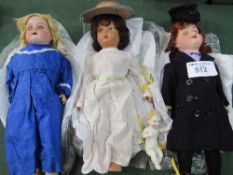 4 dolls: 1953 Italian doll; Armaud Marseille doll, no. 1370; Armand Marseille doll & a China baby
