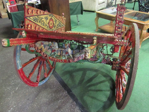 Italian donkey cart. A very decorative continental cart painted with a base colour of dark red and - Image 3 of 5