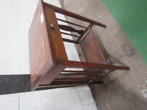 Oak side table with inlaid top, frieze drawer & undershelf (inlay a/f), 54cms x 37cms x 70cms. - Image 3 of 5