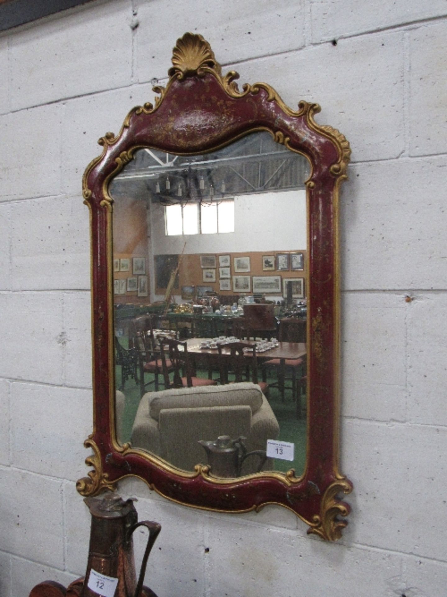 Decorated & shaped wall mirror (a/f). Estimate £20-30 - Image 2 of 3