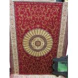 Red ground Abusson carpet, 230 x 160. Estimate £50-60