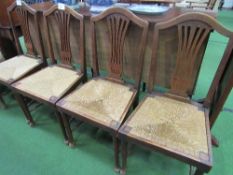 4 oak Chippendale-style string seat dining chairs. Estimate £40-50