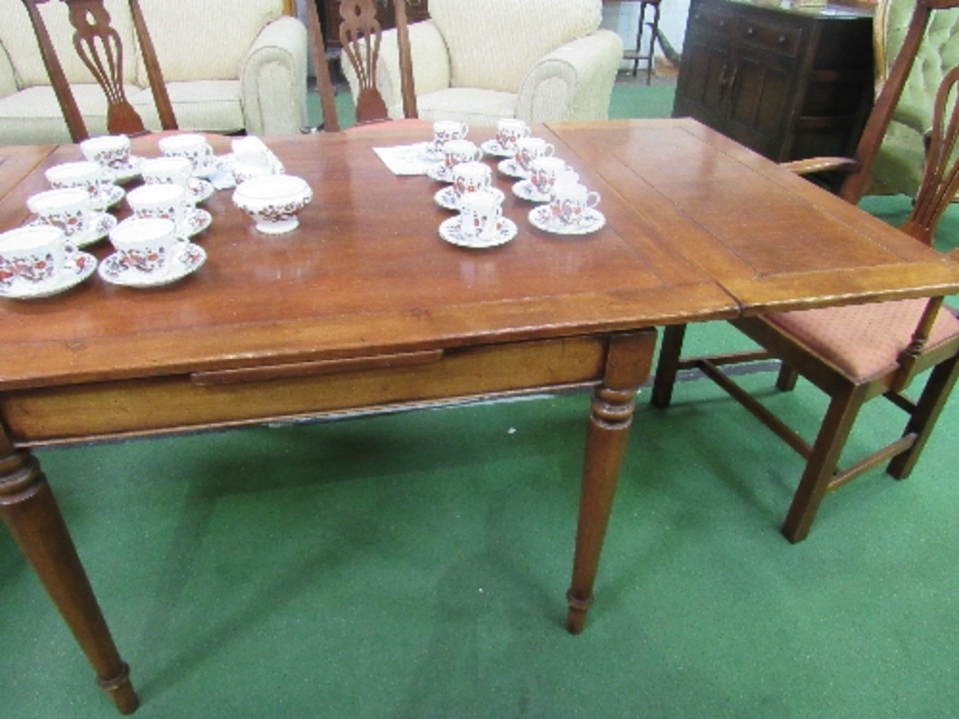 Yew wood draw leaf dining table, 190cms (extended) x 94cms x 75cms. - Image 2 of 3