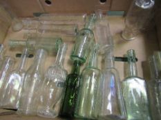 Large box of assorted Victorian & Edwardian sauce bottles (each one is different). Estimate £15-25