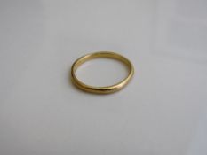 22ct gold wedding band, size M 1/2, weight 2gms. Estimate £50-70