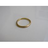 22ct gold wedding band, size M 1/2, weight 2gms. Estimate £50-70