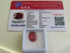Natural oval cut loose ruby, 7ct with certificate. Estimate £50-70