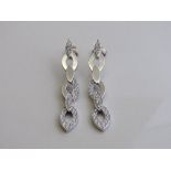 Cartier 18ct Diadea white gold & diamond drop earrings, length 5cms, weight 16.4gms.