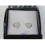 Warren James 925 silver heart-shaped earrings, new, in box. Estimate £15-25
