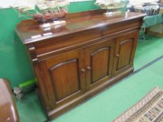 Mahogany sideboard with 2 frieze drawers over 3 door cupboard, 146cms x 48cms x 96cms. Estimate £