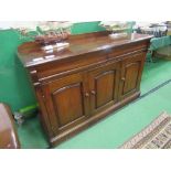 Mahogany sideboard with 2 frieze drawers over 3 door cupboard, 146cms x 48cms x 96cms. Estimate £