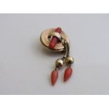 Gold coloured & coral antique clip. Estimate £150-180