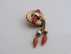 Gold coloured & coral antique clip. Estimate £150-180