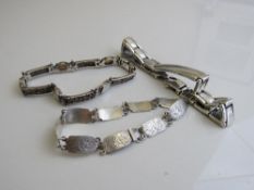 3 sterling silver bracelets, 58gms. Estimate £20-40