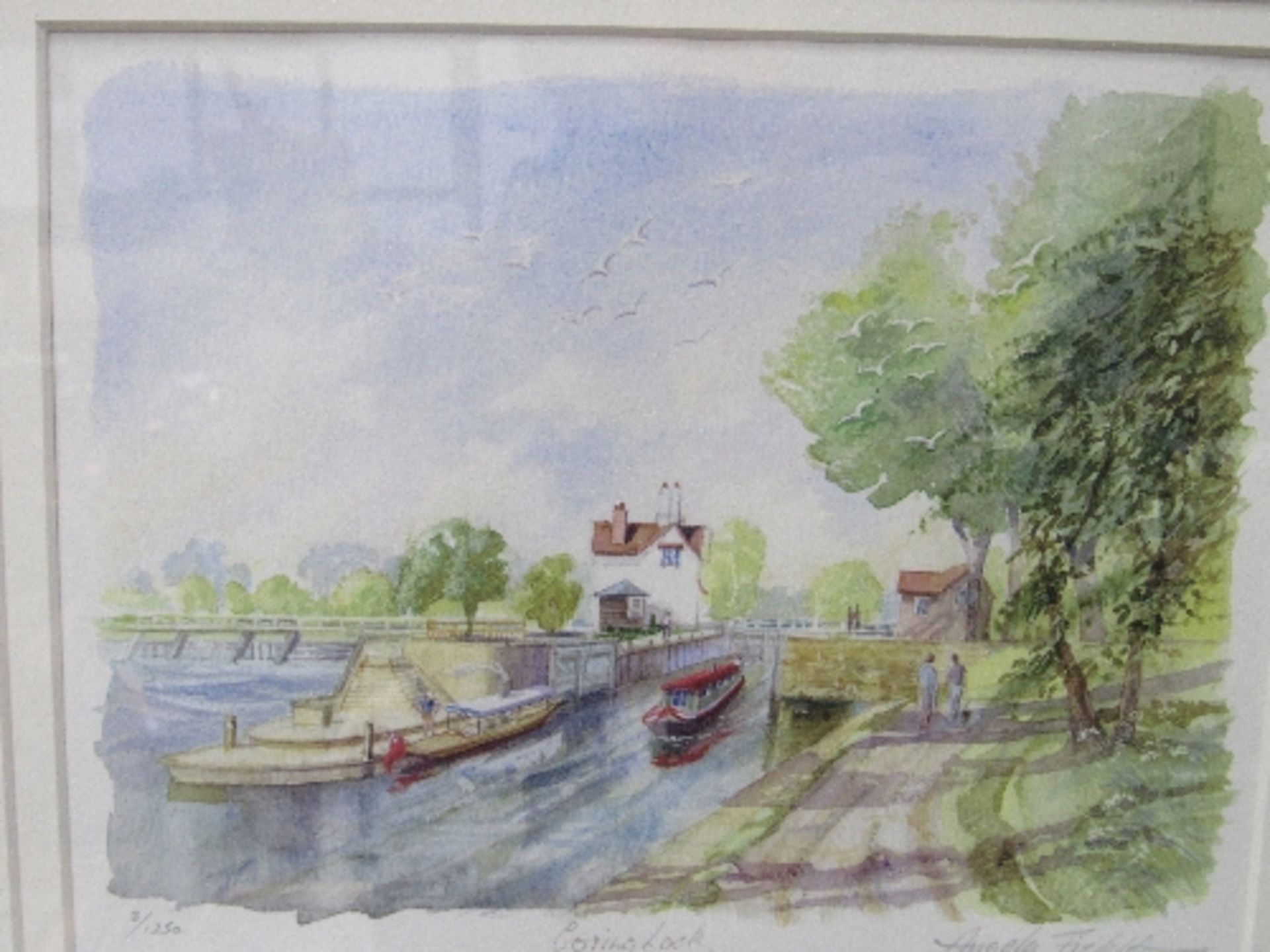 3 framed & glazed limited edition prints by Angela Fielder of Thames scenes - Image 2 of 3