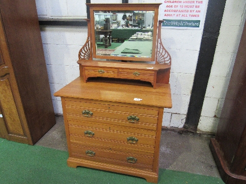 Art Deco style dressing chest with mirror over 2 drawers & 3 drawers to chest, 100cms x 54cms x